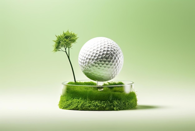 golf ball sits on tee in the style of natureinspired forms