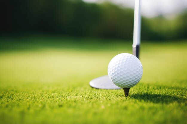 Golf Ball Teed Up on Lush Green Fairway