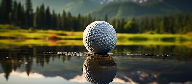 a golf ball on the water