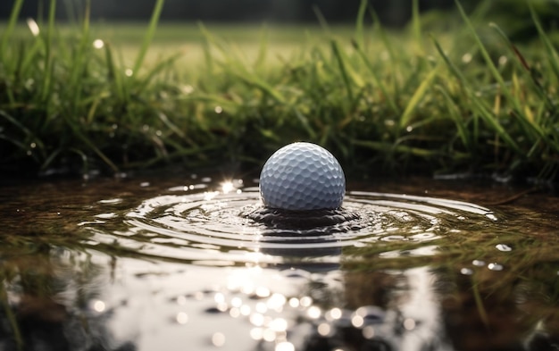 Мяч для гольфа на водном поле Генеративный ИИ