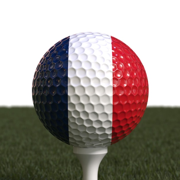 フランス の 旗 を 掲げ た ゴルフ ボール