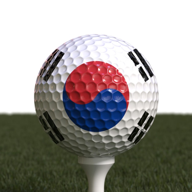 Golf Ball With The Flag Of South Korea