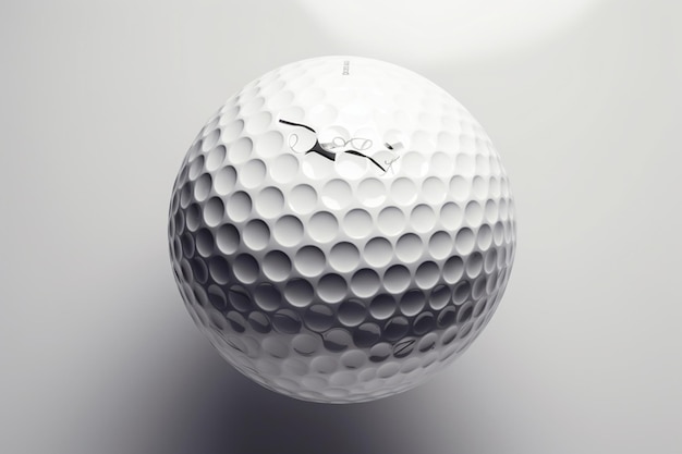 A golf ball with the letter h on it