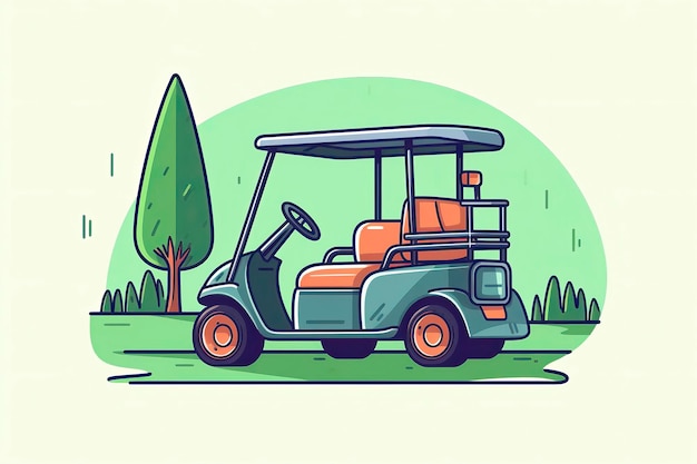 Photo golf car illustration transportation illustration generative ai