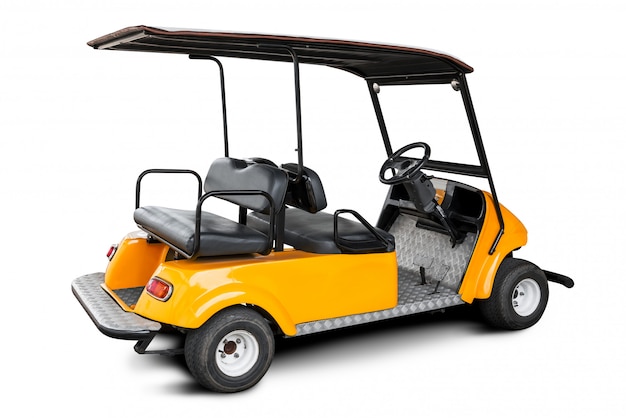 Golf cart or golf car isolated on white background with clipping path