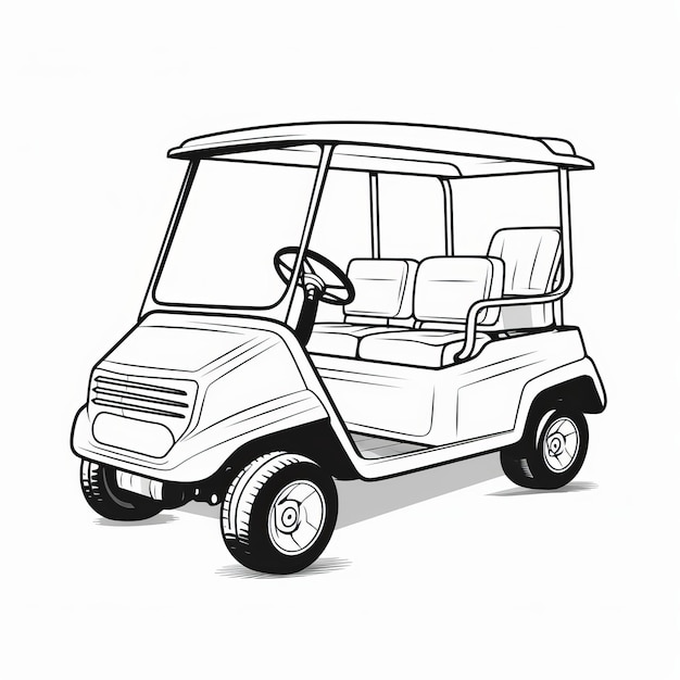 Photo golf cart printout free vector psd with simple line art