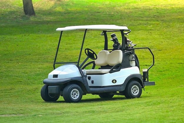 Golf carts on a golf course