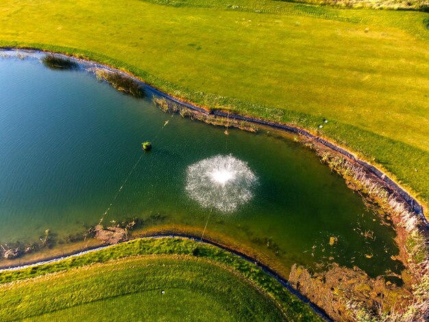 Golf course with a beautiful lake shot with dji mini 2