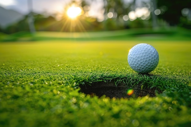 golf hole and balls on the green