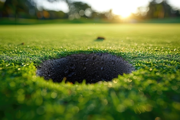 golf hole and balls on the green