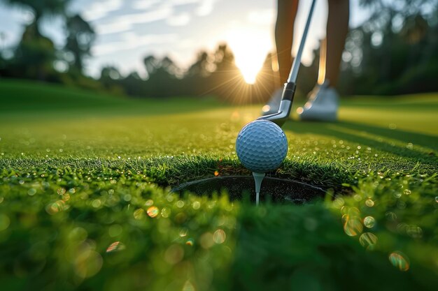 golf hole and balls on the green