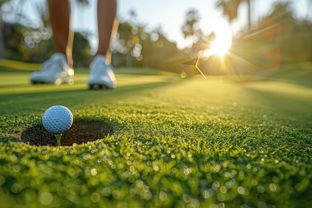 golf hole and balls on the green