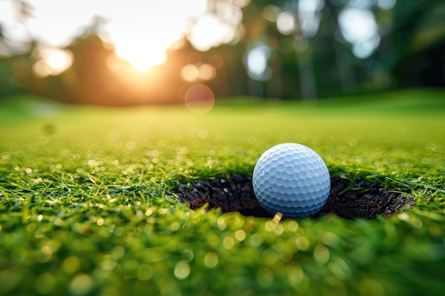 golf hole and balls on the green