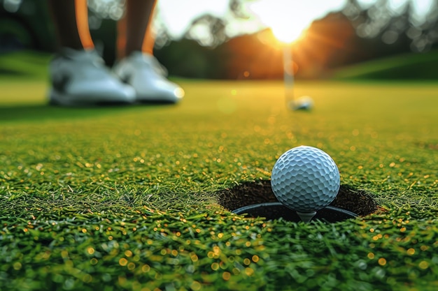 golf hole and balls on the green