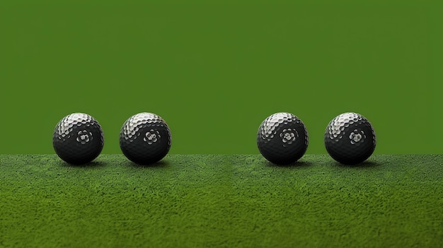 緑の背景に 3 つのボールと黒の t シャツ画像に適したゴルフの看板または名刺