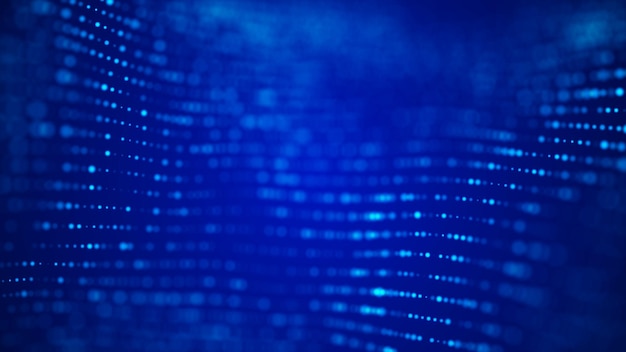 Golf van deeltjes Futuristische blauwe stippen achtergrond met een dynamische golf Big data 3D-rendering