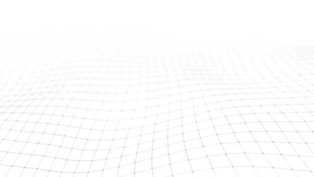 Golf witte achtergrond Abstracte witte futuristische achtergrond Golf met het aansluiten van stippen en lijnen op donkere achtergrond Golf van deeltjes 3D-rendering