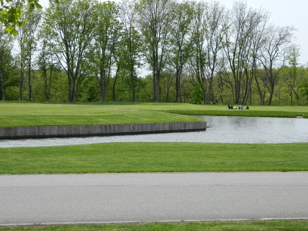 Golfbaan met fairwayveld. Golfbaan met een rijke groene grasmat prachtig landschap. Van hoge kwaliteit