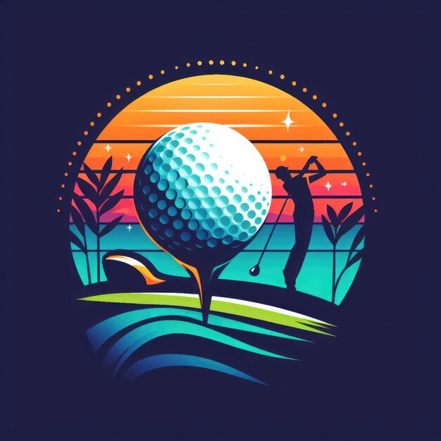 Foto golfbal logo ontwerp kleurrijk