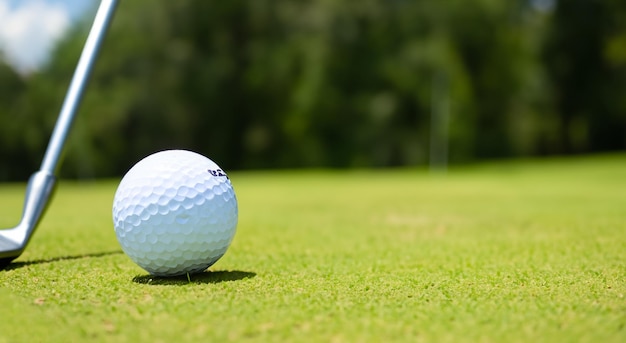 golfbal op een prachtig groen veld overdag