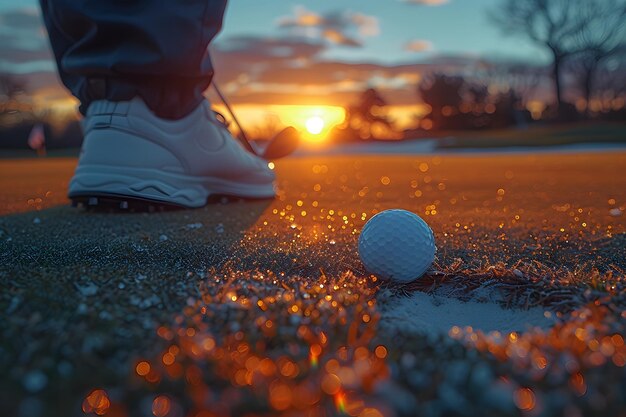 Golfbal op het groene veld