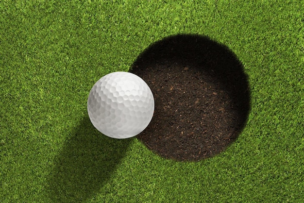 Golfball close to hole