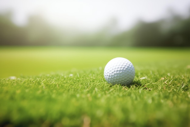 Golfball on the green summertime with a crowd in the background generative AI