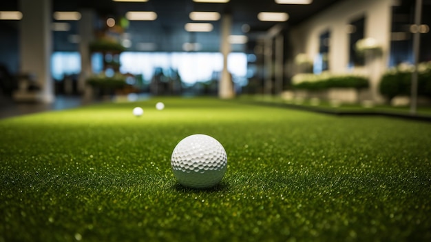 Golfbol op tee in simulator