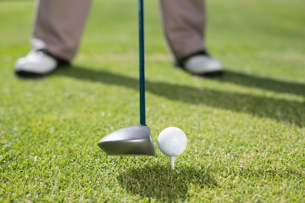 Golfer about to tee off