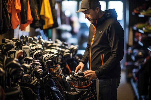 Golfer Carefully Selecting A Club Generative AI