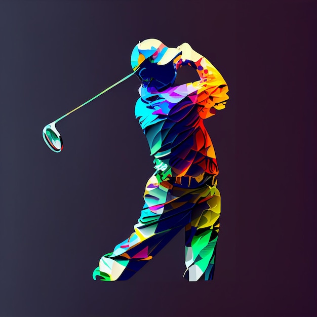 Golfer or golf player man illustration in abstract style