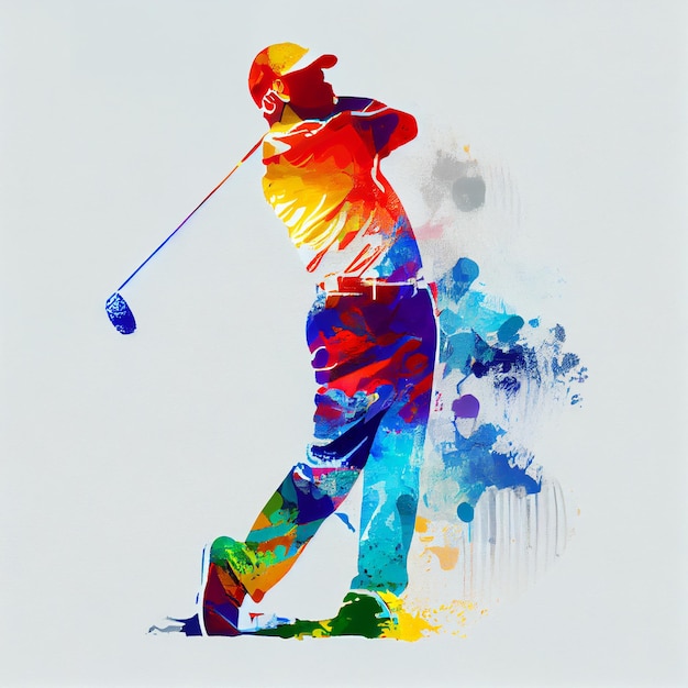 Golfer or golf player man illustration in abstract style