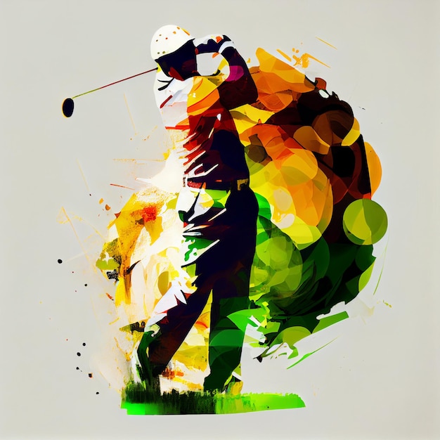 Golfer or golf player man illustration in abstract style