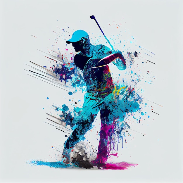 Golfer or golf player man illustration in abstract style