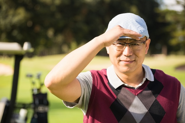 Golfer looking happy