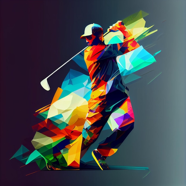 Golfer of golfspeler man illustratie in abstracte stijl