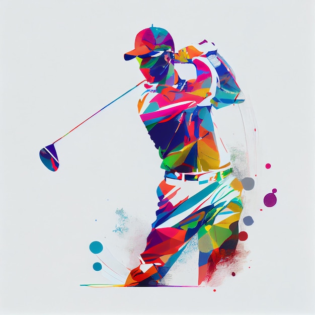 Golfer of golfspeler man illustratie in abstracte stijl