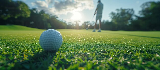 Golfer putting golf ball on the green golf