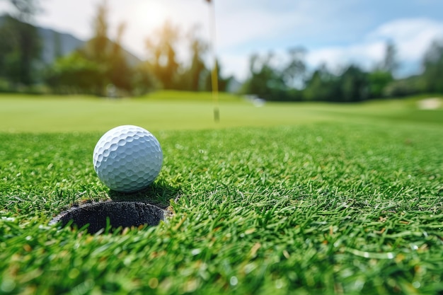 golfgat en ballen op het groen