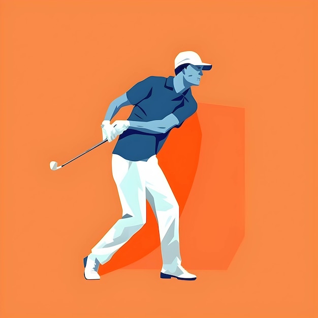 Golfspeler Elegante cartoonillustratie minimalistisch