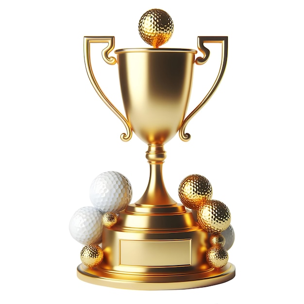 Foto golftoernooi trofee gouden beker eerste plaats kampioenen prijs ontwerp illustratie kopie