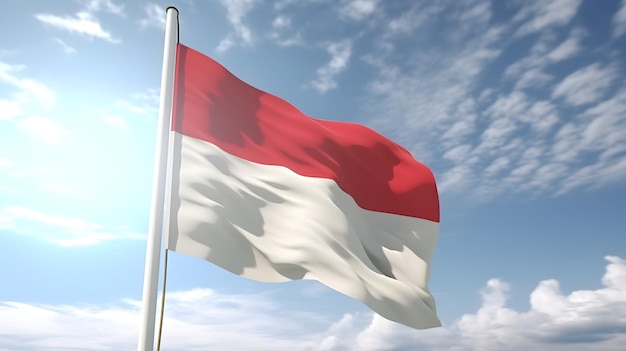 Golfvlag van Indonesië in de lucht