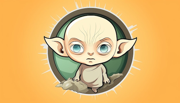 Foto gollum lord of the rings stijl doodle art schattige kawaii sticker