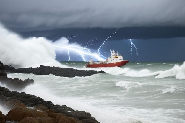 golven die op de kust botsen met het schuimende water en spray creëren een abstracte chaotische