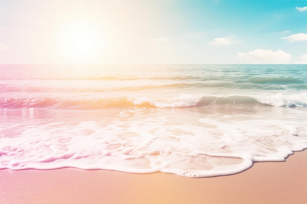 Golven die op een zandstrand slaan Generatieve AI