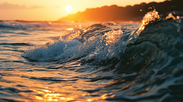 Foto golven op zee gouden uur