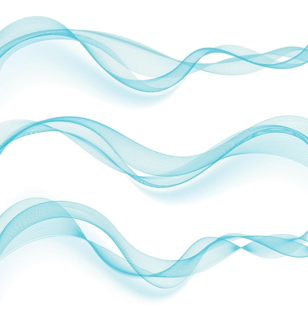 Golvende blauwe abstracte elementenset Moderne golfachtergrond met vloeiende curve Dynamische golfvector