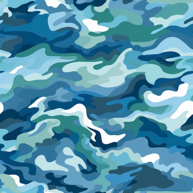 Golvende oceaancamouflage met gegenereerde blauw- en groentinten