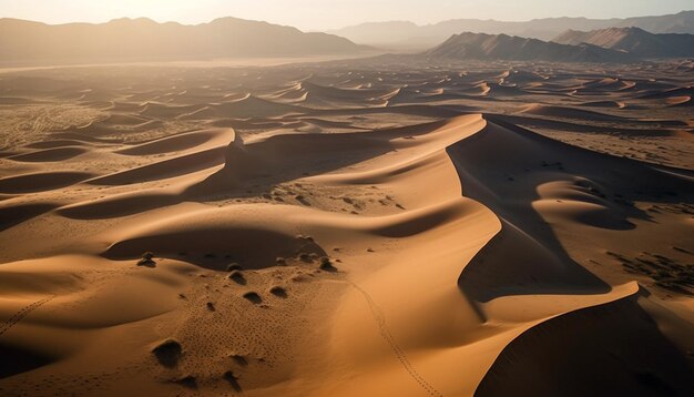 Golvende zandduinen in het dorre Afrika, warmte gegenereerd door AI