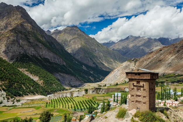 Gondlakasteel in Lahaul-vallei, Hiachal Pradesh, India